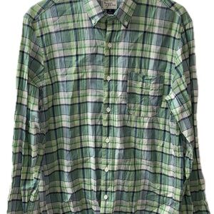J.Crew Mens Medium Slim Fit Indian Madras Plaid Button Down Shirt Green Blue M